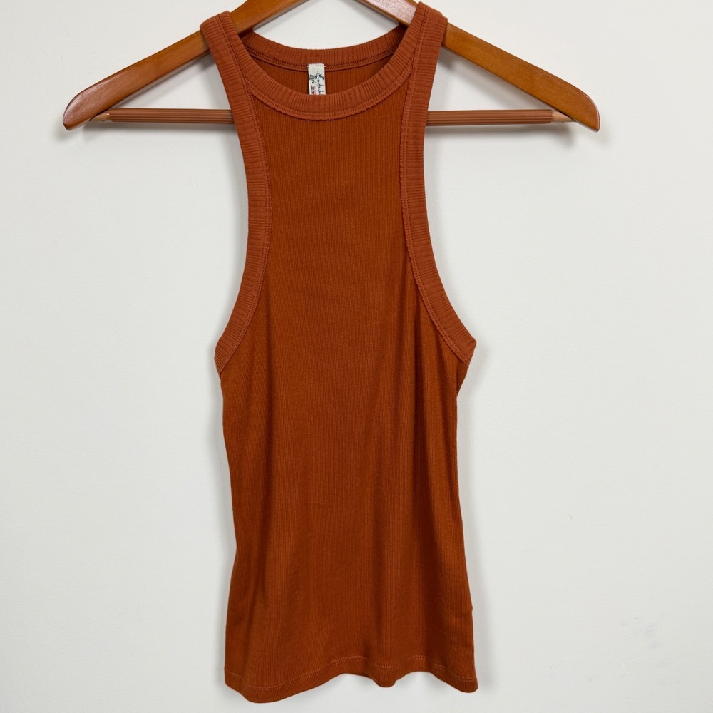 Intimately Free People Tank Top Womens XS Burnt Orange Ribbed Racerback